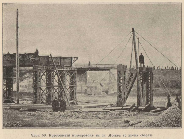 Крестовский путепровод между Крестовской заставой и водонапорной башней